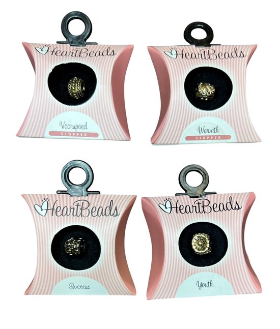 4x HeartBeads Bedel (2 bedels en 2 stoppers) Goud - afbeelding 1