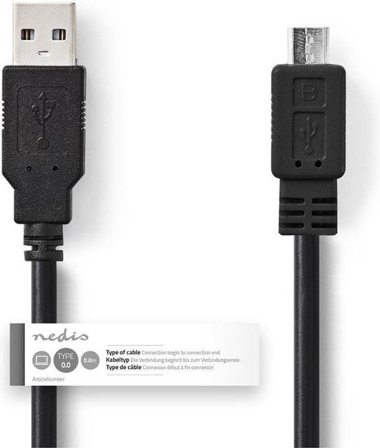 Nedis USB-Kabel - USB 2.0 - USB-A Male - USB Micro-B Male - 4.5 W - 480 Mbps - Vernikkeld - 3.00 m - Rond - PVC - Zwart - Label - afbeelding 5