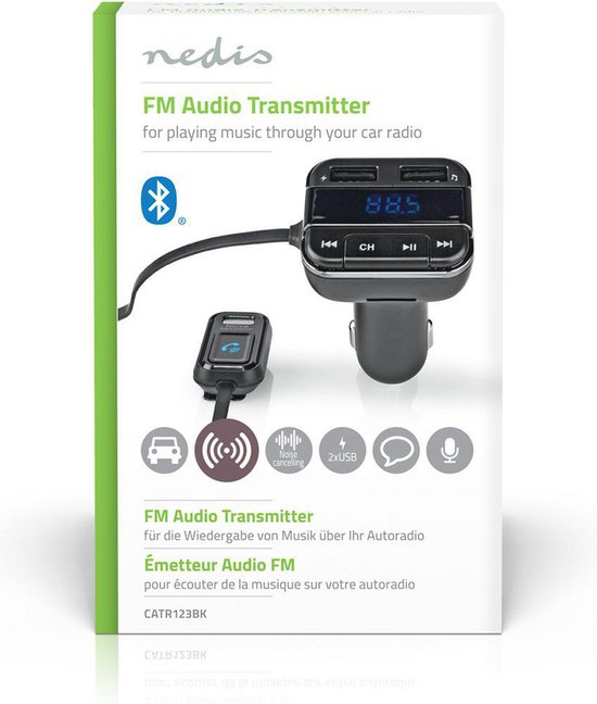 Nedis FM-Audiotransmitter voor Auto - Gefixeerd - Handsfree bellen - 0.8 " - LED-Scherm - Bluetooth - 5.0 V DC / 1.0 A / 5.0 V DC / 2.4 A - Google Assistant / Siri - Grijs / Zwart - afbeelding 12