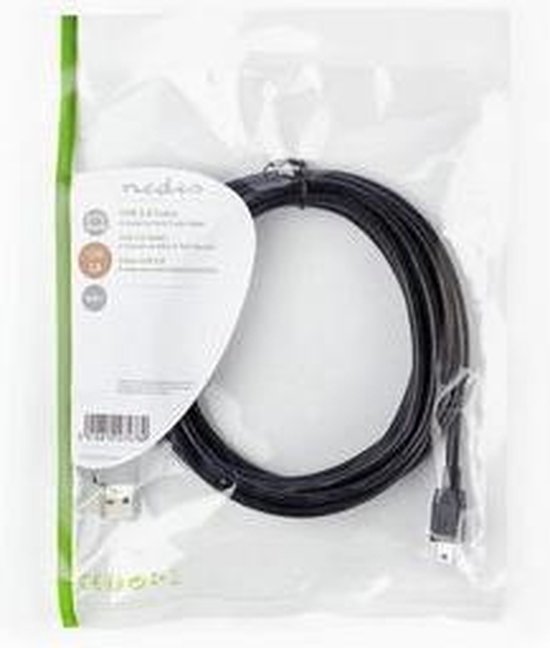 Nedis USB-Kabel - USB 2.0 - USB-A Male - USB Mini-B 5-Pins Male - 480 Mbps - Vernikkeld - 3.00 m - Rond - PVC - Zwart - Label - afbeelding 7
