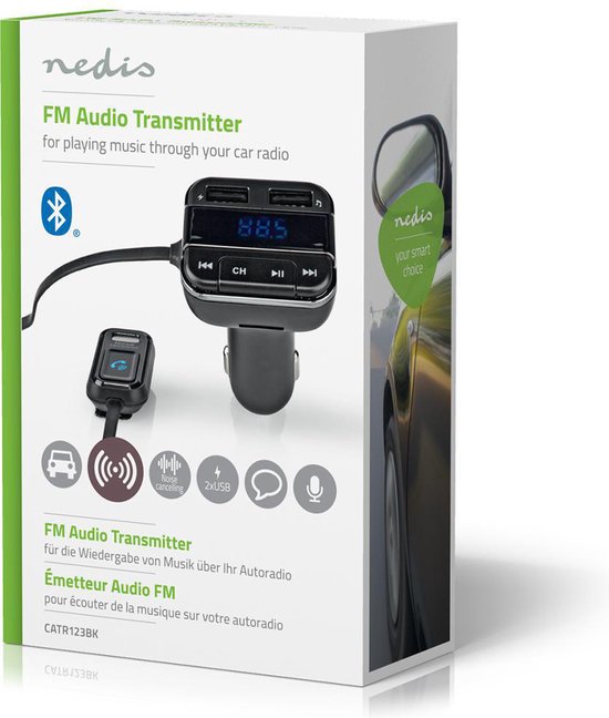 Nedis FM-Audiotransmitter voor Auto - Gefixeerd - Handsfree bellen - 0.8 " - LED-Scherm - Bluetooth - QC 3.0 / 5.0 V DC / 1.0 A - Snelladen - Google Assistant / Siri - Zwart - afbeelding 3