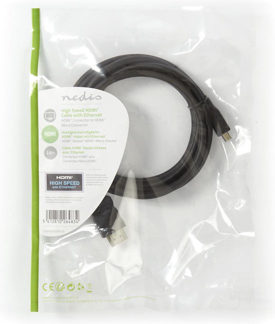 High Speed HDMIâ„¢-kabel met Ethernet | HDMIâ„¢-connector - HDMIâ„¢-micro-connector | 1,5 m | Zwart - afbeelding 11