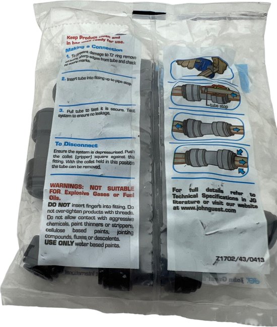John Guest PM0208E 8 mm T-stuk 10 x koppeling kunststof mof JG push-in fitting - afbeelding 4
