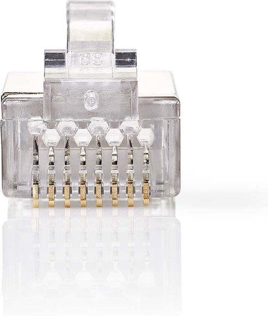RJ45-Connector - Male - Stranded STP CAT6 - Recht - Verguld - 10 Stuks - PVC - Transparant - Polybag - afbeelding 7
