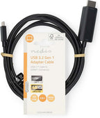 Nedis USB-C Adapter - USB 3.2 Gen 1 - USB-C Male - HDMI Connector - 4K@60Hz - 2.00 m - Rond - Vernikkeld - PVC - Zwart - Label - afbeelding 2