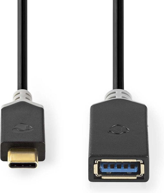 Nedis USB-C Adapter - USB 3.2 Gen 1 - USB-C Male - USB-A Female - 5 Gbps - 0.15 m - Rond - Vernikkeld - PVC - Antraciet - Doos - afbeelding 12