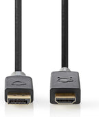 Nedis DisplayPort-Kabel - DisplayPort Male - HDMI Connector - 4K@60Hz - Verguld - 2.00 m - Rond - PVC - Antraciet - Window Box - afbeelding 1