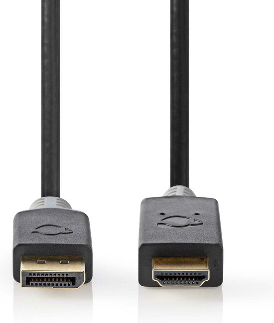 Nedis DisplayPort-Kabel - DisplayPort Male - HDMI Connector - 4K@60Hz - Verguld - 2.00 m - Rond - PVC - Antraciet - Window Box - afbeelding 1