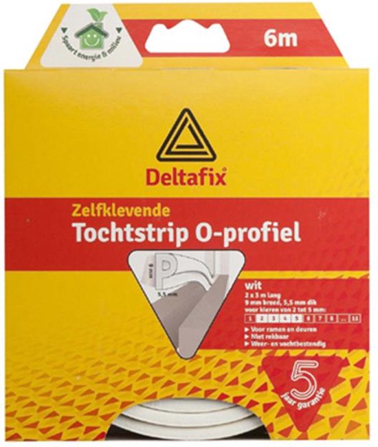 Deltafix Tochtstrip - tochtwering - wit - zelfklevend - O-profiel - 6 m x 9 mm x 6 mm - afbeelding 5