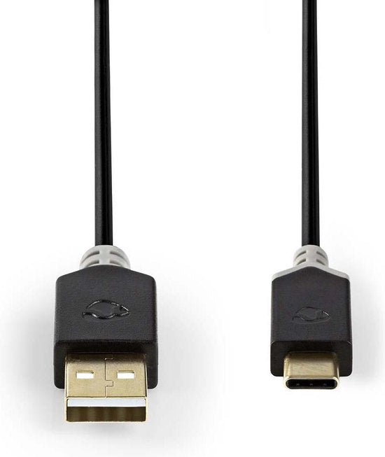 Kabel USB 2.0 | Type-C male - A male | 1,0 m | Antraciet - afbeelding 10