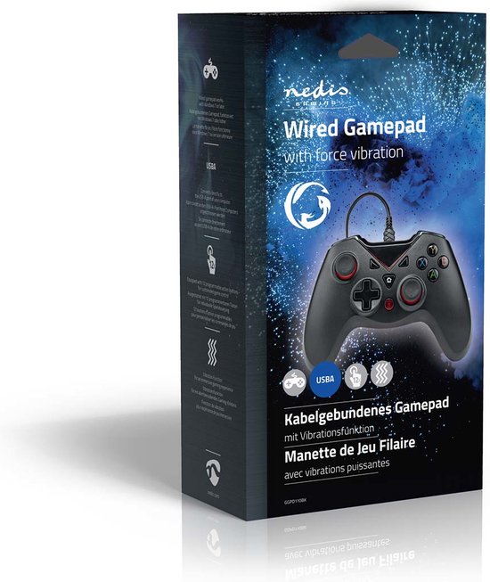 Nedis Gamepad - USB Type-A - USB Gevoed - PC - Aantal knoppen: 12 - Kabellengte: 1.60 m - Zwart - afbeelding 2