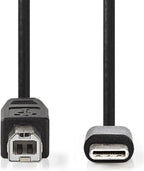 Nedis USB-Kabel - USB 2.0 - USB-C Male - USB-B Male - 480 Mbps - OTG - Vernikkeld - 1.00 m - Rond - PVC - Zwart - Envelop - afbeelding 5