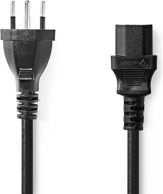 Nedis Stroomkabel - CH Type 12 - IEC-320-C13 - Recht - Recht - Vernikkeld - 5.00 m - Rond - PVC - Zwart - Envelop - afbeelding 6