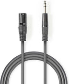Nedis Gebalanceerde Audiokabel - XLR 3-Pins Male - 6,35 mm Male - Vernikkeld - 5.00 m - Rond - PVC - Donkergrijs - Kartonnen Sleeve - afbeelding 2
