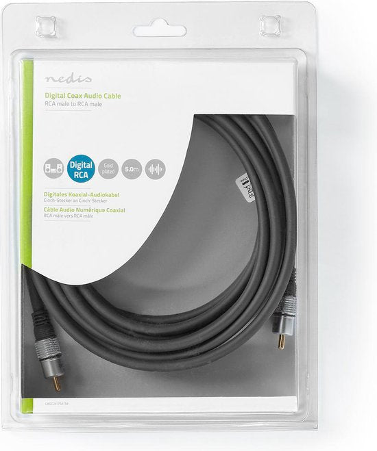 Nedis Digitale Audiokabel - RCA Male - RCA Male - Verguld - m - Rond - PVC - Antraciet - Doos - afbeelding 13