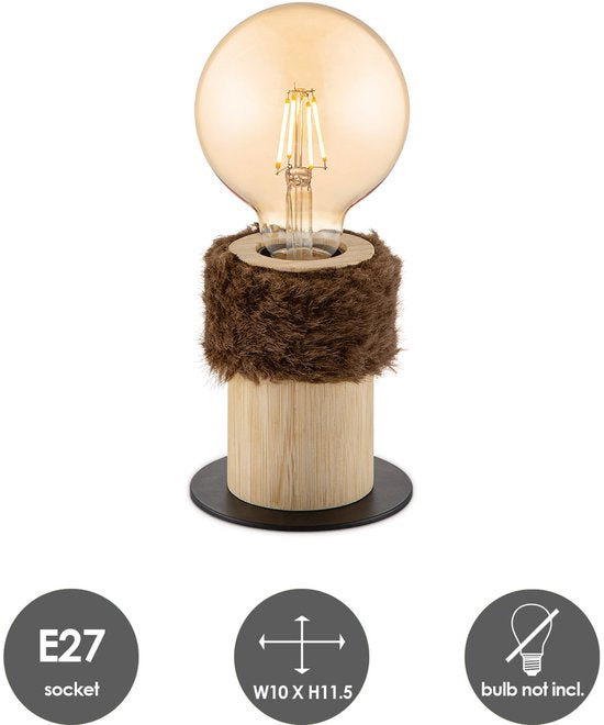 Home Sweet Home - Landelijke tafellamp Furdy - 10/10/11,5cm - bedlampje - geschikt voor E27 LED lichtbron - gemaakt van Bamboe - afbeelding 5