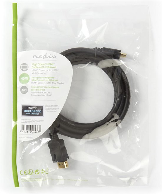 Nedis HDMI kabel m HDMI Type A (Standaard) HDMI Type C (Mini) Zwart - afbeelding 12