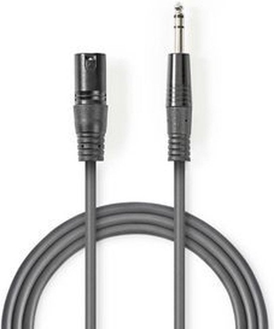 Nedis Gebalanceerde Audiokabel - XLR 3-Pins Male - 6,35 mm Male - Vernikkeld - 5.00 m - Rond - PVC - Donkergrijs - Kartonnen Sleeve - afbeelding 6