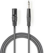 Nedis Gebalanceerde Audiokabel - XLR 3-Pins Male - 6,35 mm Male - Vernikkeld - 5.00 m - Rond - PVC - Donkergrijs - Kartonnen Sleeve - afbeelding 6