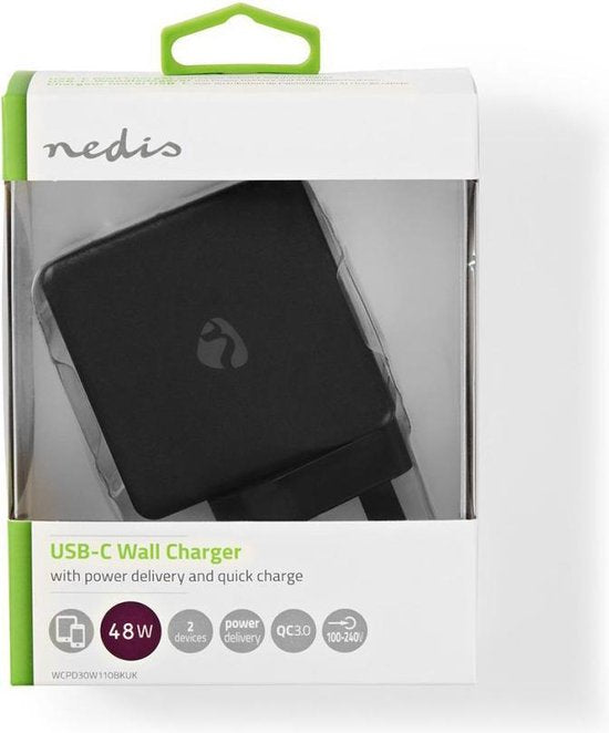 Nedis Oplader - 48 W - Snellaad functie - 2x 3.0 A - Outputs: 2 - USB-A / USB-C™ - Geen Kabel Inbegrepen - Automatische Voltage Selectie - afbeelding 14