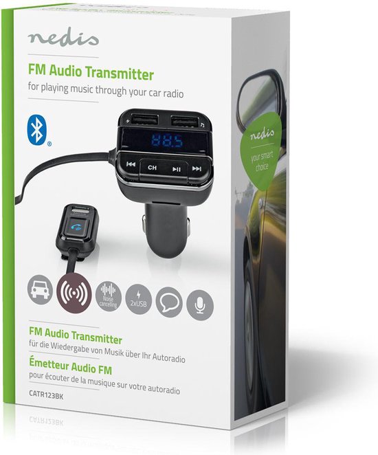Nedis FM-Audiotransmitter voor Auto - Gefixeerd - Handsfree bellen - 0.8 " - LED-Scherm - Bluetooth - 5.0 V DC / 1.0 A / 5.0 V DC / 2.4 A - Google Assistant / Siri - Grijs / Zwart - afbeelding 3