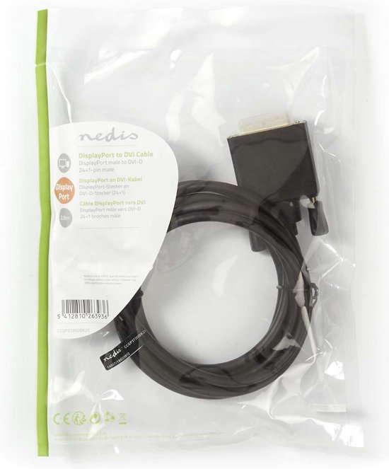 | DisplayPort Male | DVI-D 24+1-Pins Male | | | m | | | Zwart | - afbeelding 14