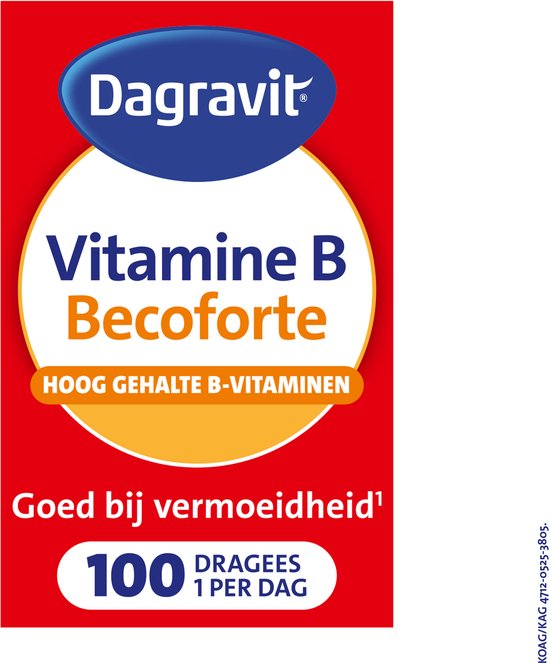 Dagravit Vitamine B Becoforte - Vitamine B3, B5, B6, B11 en B12 helpen om vermoeidheid te verminderen - 100 tabletten - afbeelding 1