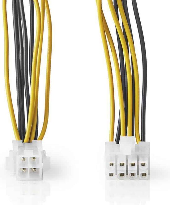 Nedis Interne Voedingskabel - EPS 8-Pins Male - P4 Female - Verguld - 0.15 m - Rond - PVC - Geel / Zwart - Envelop - afbeelding 8