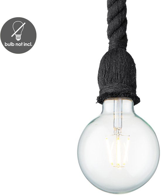 Home Sweet Home - Landelijke Hanglamp Leonardo - hanglamp gemaakt van Katoen - Zwart - 10/10/115cm - Pendellamp geschikt voor woonkamer, slaapkamer - afbeelding 4