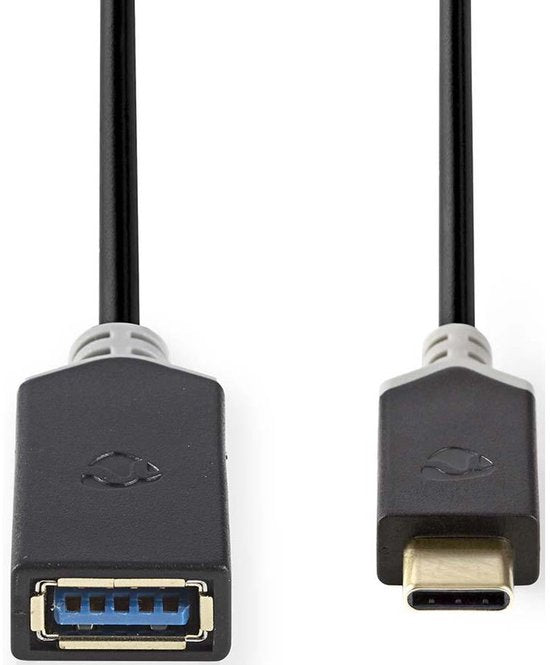Nedis USB-C Adapter - USB 3.2 Gen 1 - USB-C Male - USB-A Female - 5 Gbps - 0.15 m - Rond - Vernikkeld - PVC - Antraciet - Doos - afbeelding 5