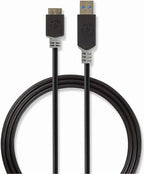 Nedis USB-Kabel - USB 3.2 Gen 1 - USB-A Male - USB Micro-B Male - 5 Gbps - Verguld - 2.00 m - Rond - PVC - Antraciet - Doos - afbeelding 4