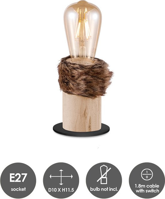 Home Sweet Home - Landelijke tafellamp Furdy - 10/10/11,5cm - bedlampje - geschikt voor E27 LED lichtbron - gemaakt van Bamboe - afbeelding 3