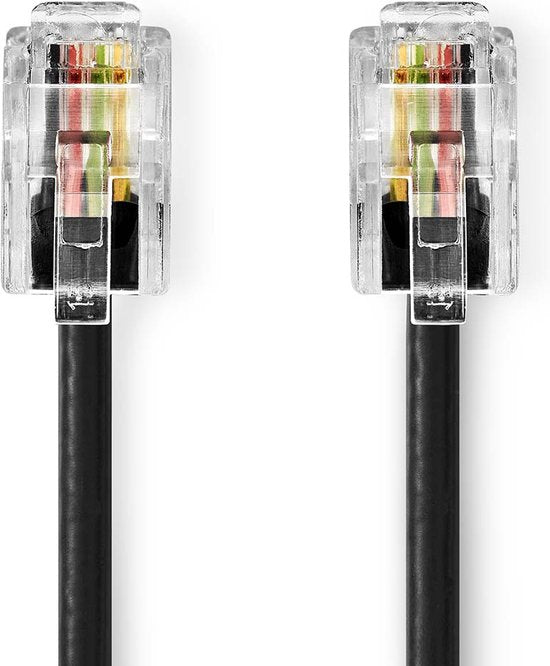 Nedis Telecomkabel - RJ10 Male - RJ10 Male - 5.00 m - Kabel design: Gekruld - Kabeltype: RJ10 - Zwart - Envelop - afbeelding 2