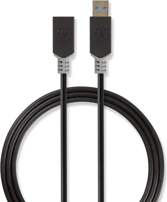 Nedis USB-Kabel - USB - USB-A Male - USB-A Female - Verguld - m - Rond - PVC - Antraciet - Doos - afbeelding 5