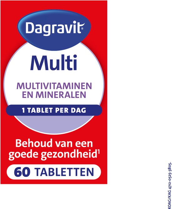 Dagravit Multi Elke Dag - Multivitaminen en mineralen - Behoud van een goede gezondheid (1) - Draagt bij aan fitheid (2) - 1 tablet per dag - 60 tabletten - afbeelding 1
