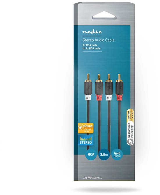 Nedis Stereo-Audiokabel - 2x RCA Male - 2x RCA Male - m - Rond - Doos - afbeelding 14