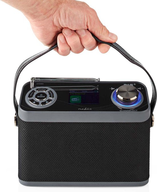 Nedis DAB+ Radio - Tafelmodel - DAB+ / FM - 2.40 " - Kleurenscherm - Batterij Gevoed / Netvoeding - Digitaal - 24 W - Bluetooth - Koptelefoonoutput - Wekkerfunctie - Slaaptimer - IP20 - Handvat - Zwart - afbeelding 8