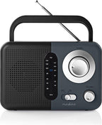 Nedis FM-Radio - Draagbaar Model - FM - Batterij Gevoed / Netvoeding - Analoog - 2.4 W - Zwart-Wit Scherm - Koptelefoonoutput - IP20 - Handvat - Grijs / Zwart - afbeelding 2