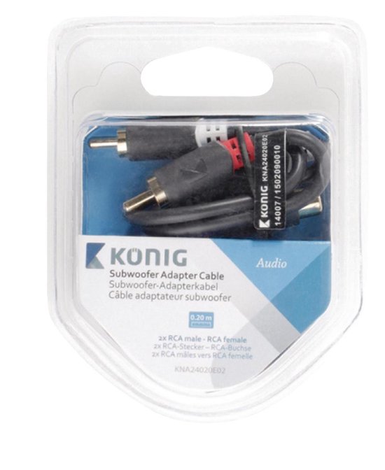 Konig Subwoofer/Tulp stereo (m) - Tulp mono (v) audio adapter - 0,20 meter - afbeelding 7