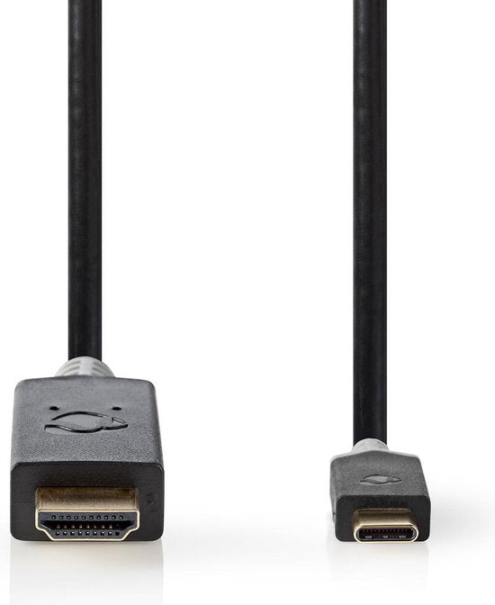Nedis USB-C Adapter - USB 3.2 Gen 1 - USB-C Male - HDMI Connector - 4K@60Hz - 2.00 m - Rond - Verguld - PVC - Antraciet - Doos - afbeelding 4