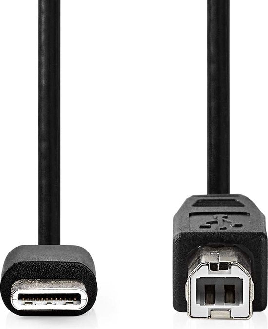 Nedis USB-Kabel - USB 2.0 - USB-C Male - USB-B Male - 480 Mbps - Vernikkeld - 2.00 m - Rond - PVC - Zwart - Doos - afbeelding 1