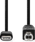 Nedis USB-Kabel - USB 2.0 - USB-C Male - USB-B Male - 480 Mbps - Vernikkeld - 2.00 m - Rond - PVC - Zwart - Doos - afbeelding 1