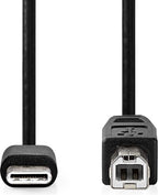 Nedis USB-Kabel - USB 2.0 - USB-C Male - USB-B Male - 480 Mbps - Vernikkeld - 2.00 m - Rond - PVC - Zwart - Doos - afbeelding 1
