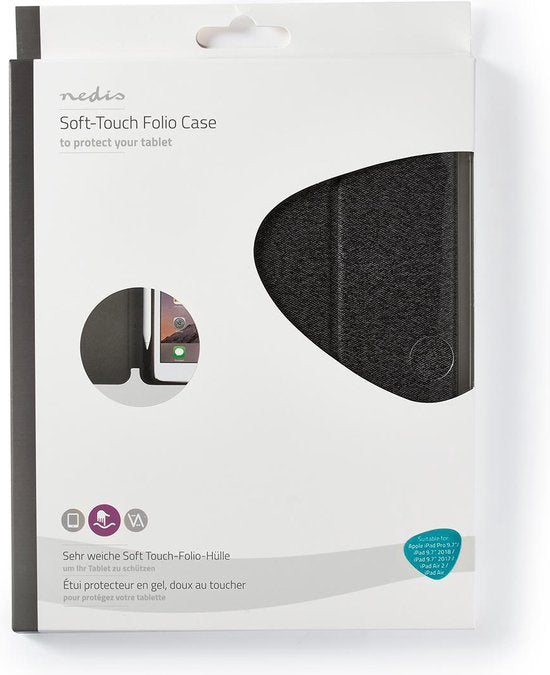 Nedis Tablet Folio Case - iPad Pro 9.7" / iPad 9.7" 2018 / iPad 9.7" 2017 / iPad Air 2 / iPad Air - Ingebouwde potloodhouder - Auto-wake-functie - Grijs / Zwart - Polycarbonate / TPU - afbeelding 5