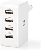 Nedis Oplader - 24 W - 4x 2.4 A - Outputs: 4 - 4x USB-A - Geen Kabel Inbegrepen - Single Voltage Output - Wit - afbeelding 6