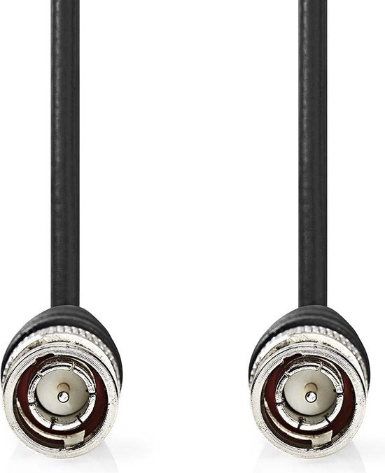 Nedis BNC-Videokabel - BNC Male - BNC Male - Vernikkeld - 75 Ohm - 1.00 m - Rond - PVC - Zwart - Label - afbeelding 1