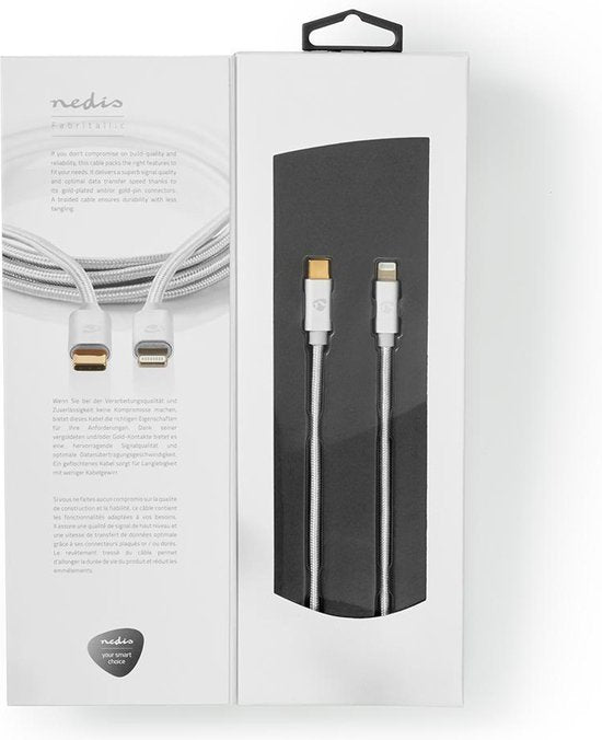 Nedis Premium 8-pins Lightning naar USB-C kabel - USB2.0 - tot 20V/3A / aluminium - meter - afbeelding 18