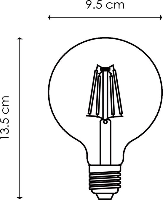 Home Sweet Home - Edison Vintage E27 LED filament lichtbron Globe - Goud - 9.5/9.5/13.5cm - G95 Deco - Retro LED lamp - Dimbaar - 4W 340lm 2700K - - afbeelding 2