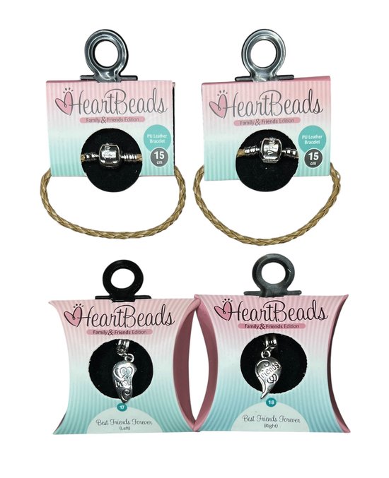 HeartBeads BestFriends Armbandjes Goud PU Leer 15cm - afbeelding 1