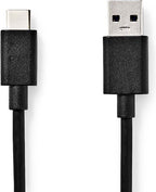 Nedis USB-Kabel - USB 3.2 Gen 1 - USB-A Male - USB-C Male - 15 W - 5 Gbps - Vernikkeld - 1.00 m - Rond - PVC - Zwart - Label - afbeelding 2